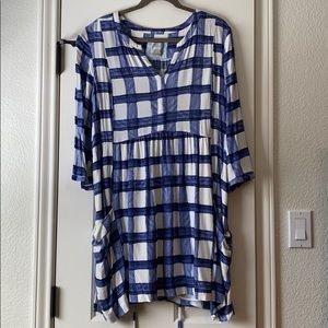 Maeve Blue and White Checked Dress Size L
